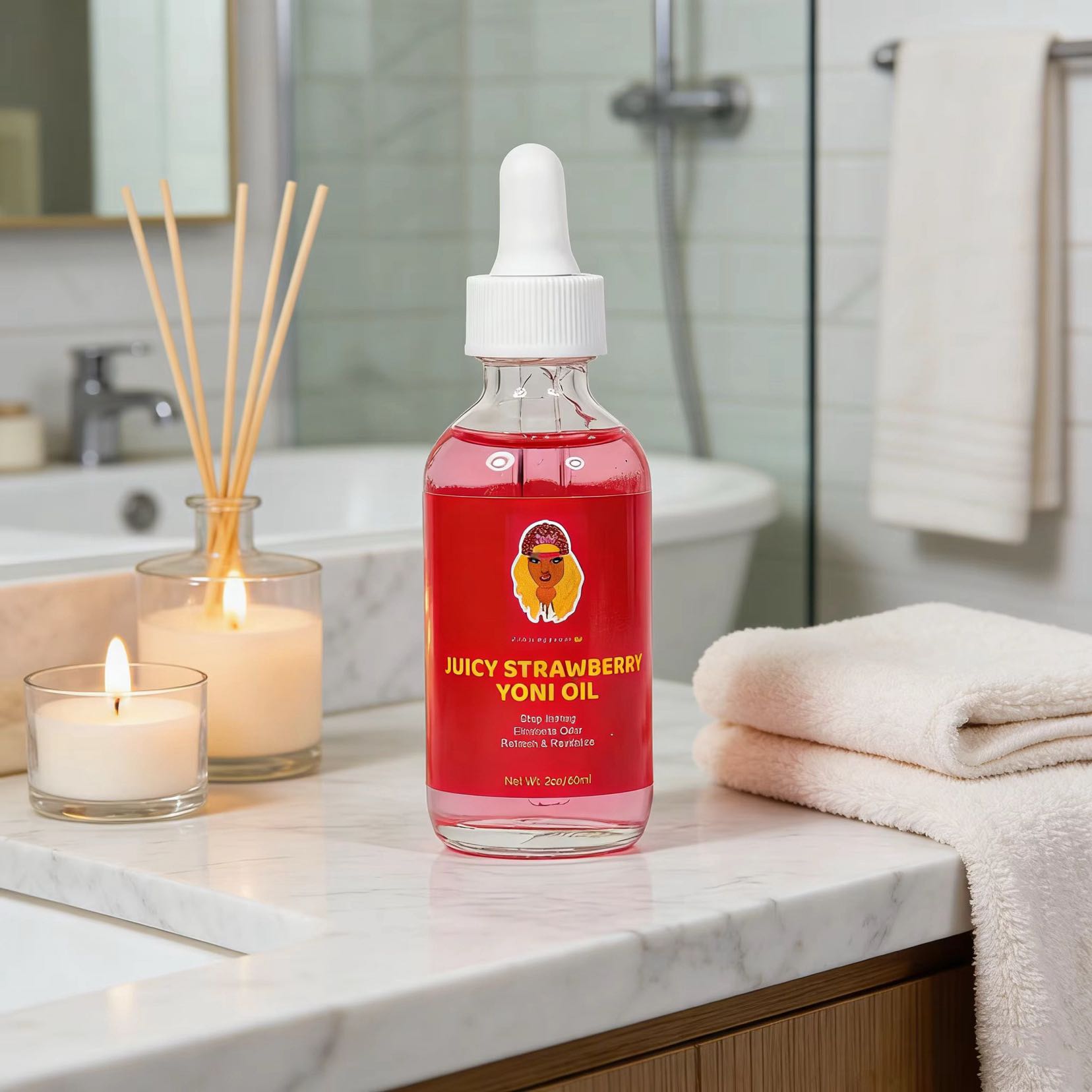 Huile yoni à la fraise